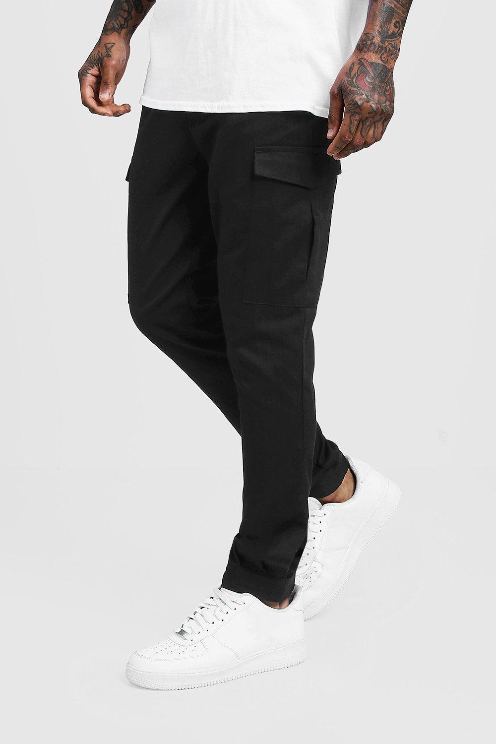 slim fit cargo trousers black