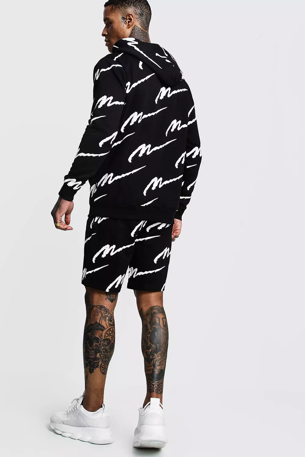 All over man printed hooded store short tracksuit