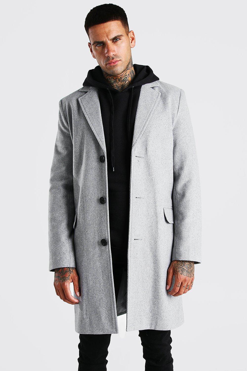 single breasted wool mix overcoat