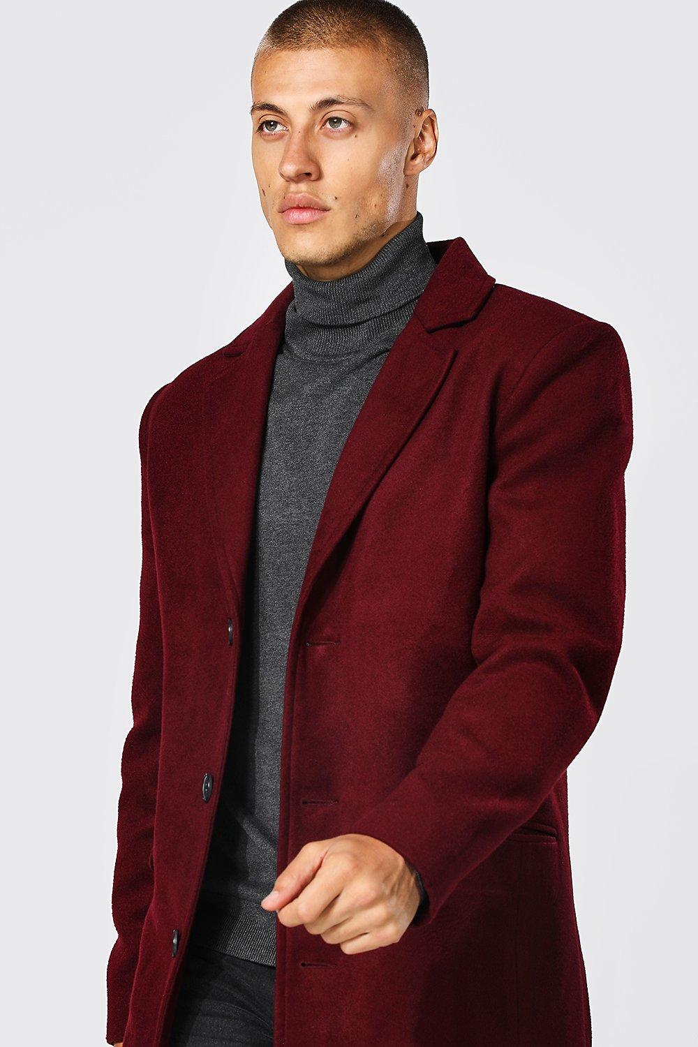 mens overcoat burgundy