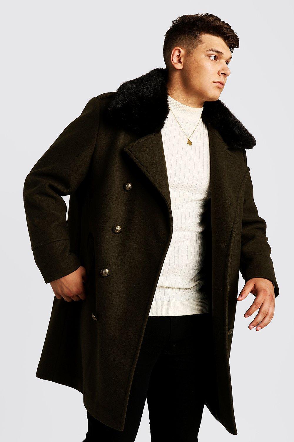 big faux fur collar coat