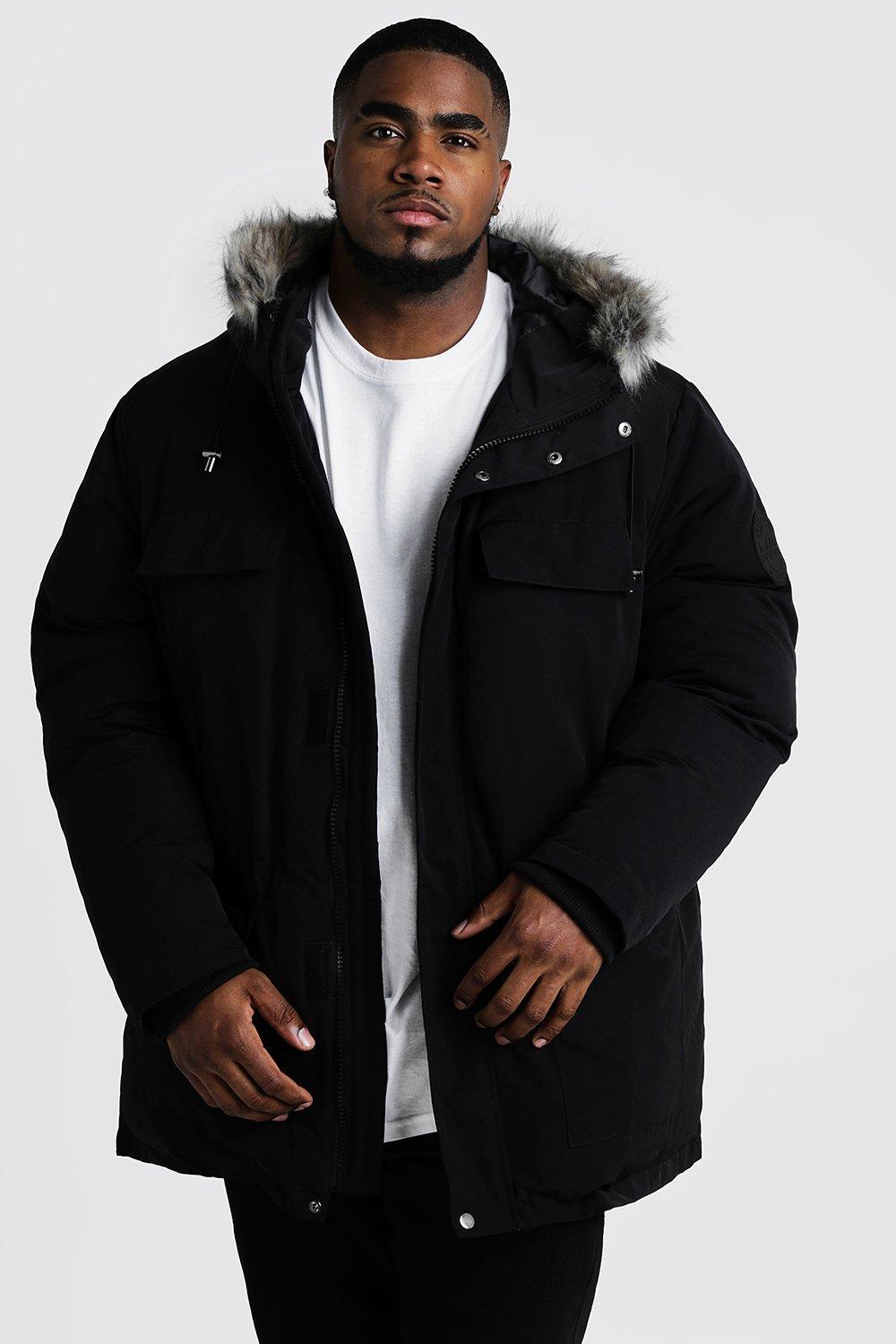 big faux fur hooded jacket