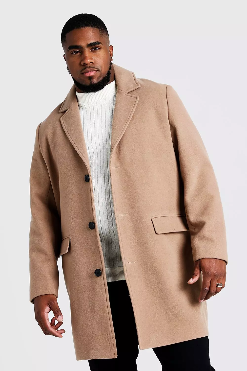 Boohooman double breasted hot sale wool overcoat