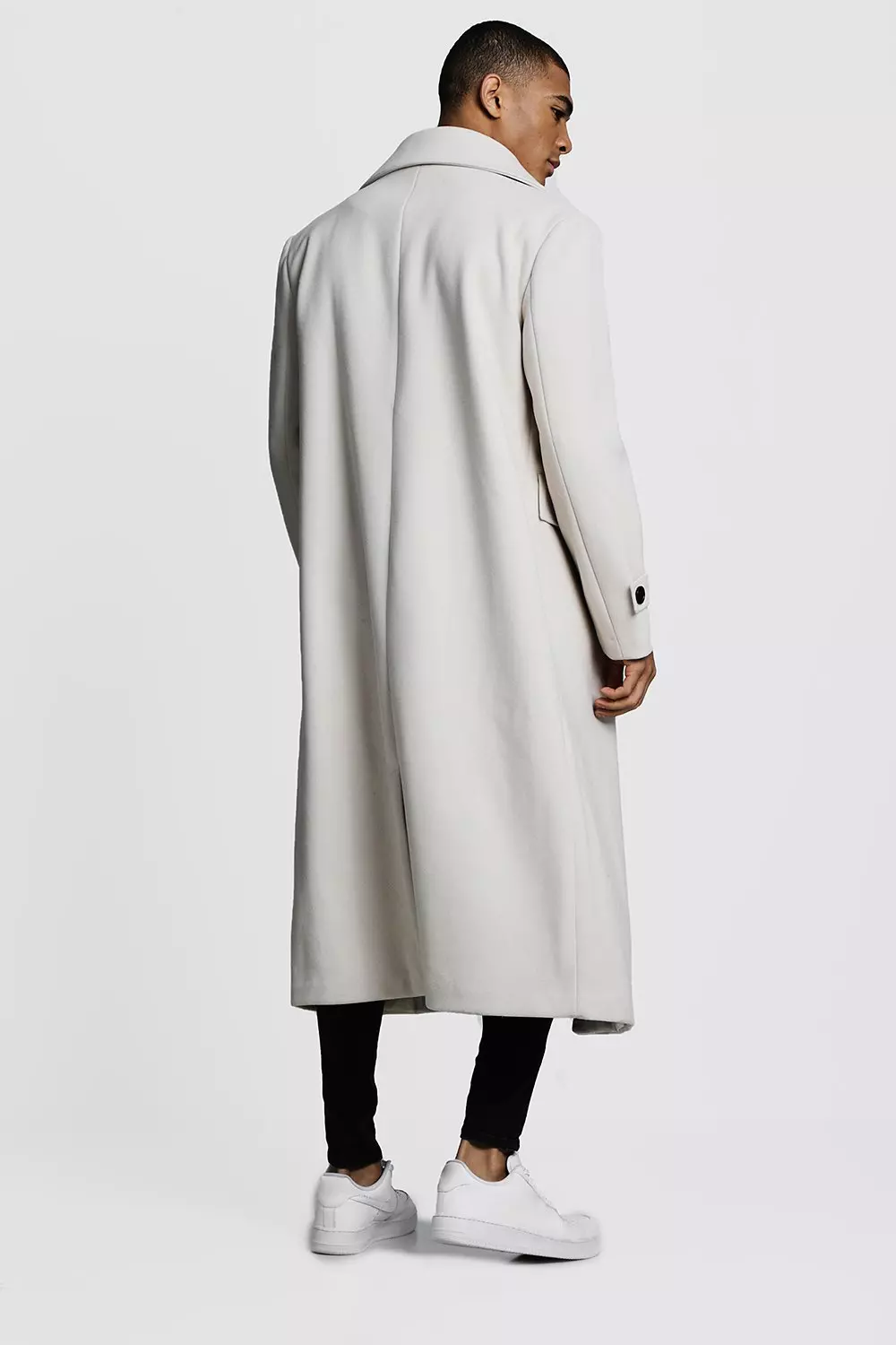 Longline Oversized Double Breasted Overcoat | boohooMAN USA