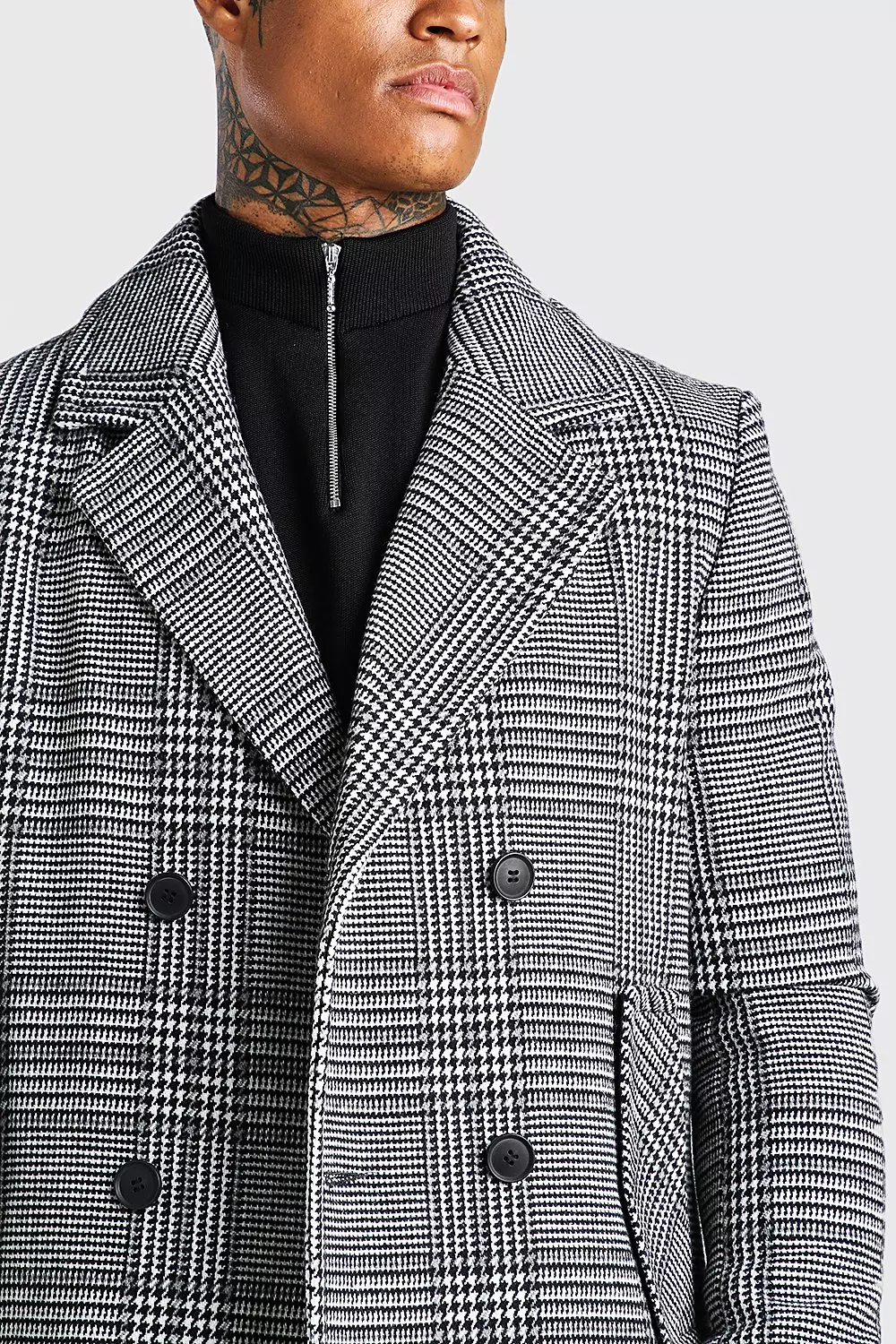 Boohooman double breasted wool on sale overcoat