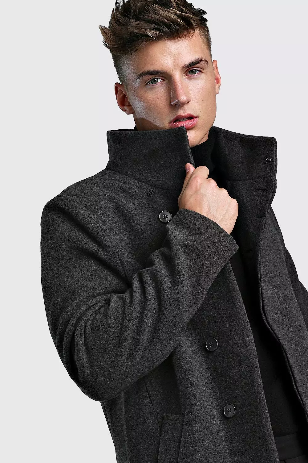 Mens overcoat shop funnel neck