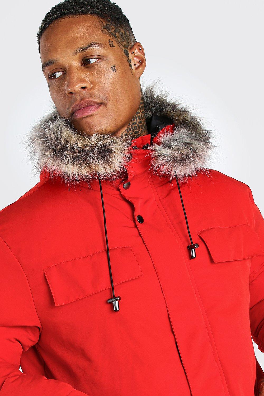 th tech faux fur hood parka