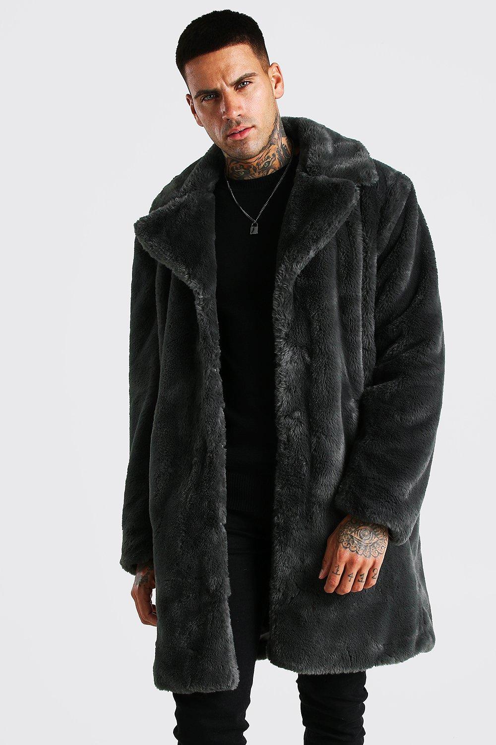 Mens Faux Fur Overcoat