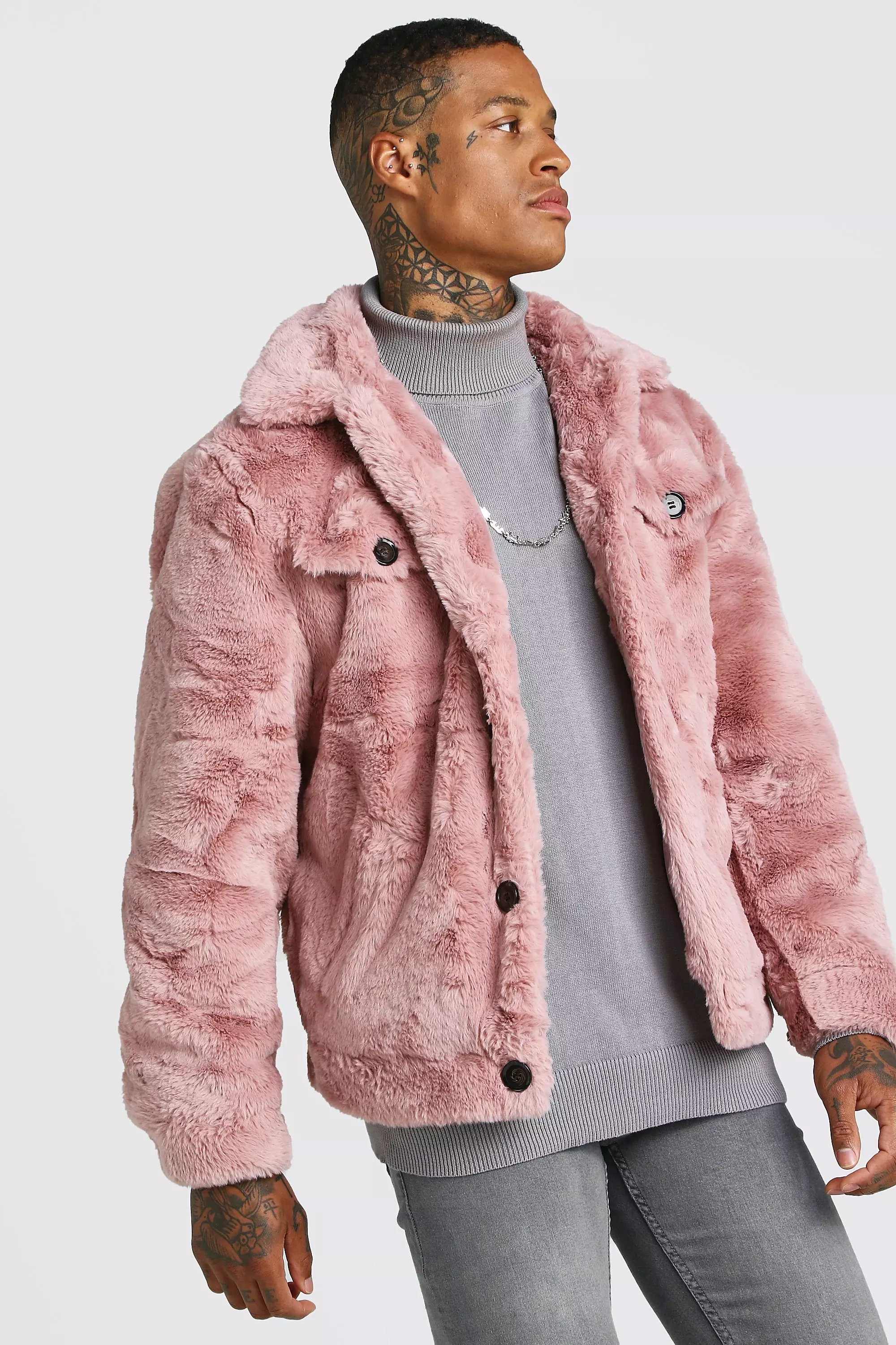 Faux shearling store trucker jacket