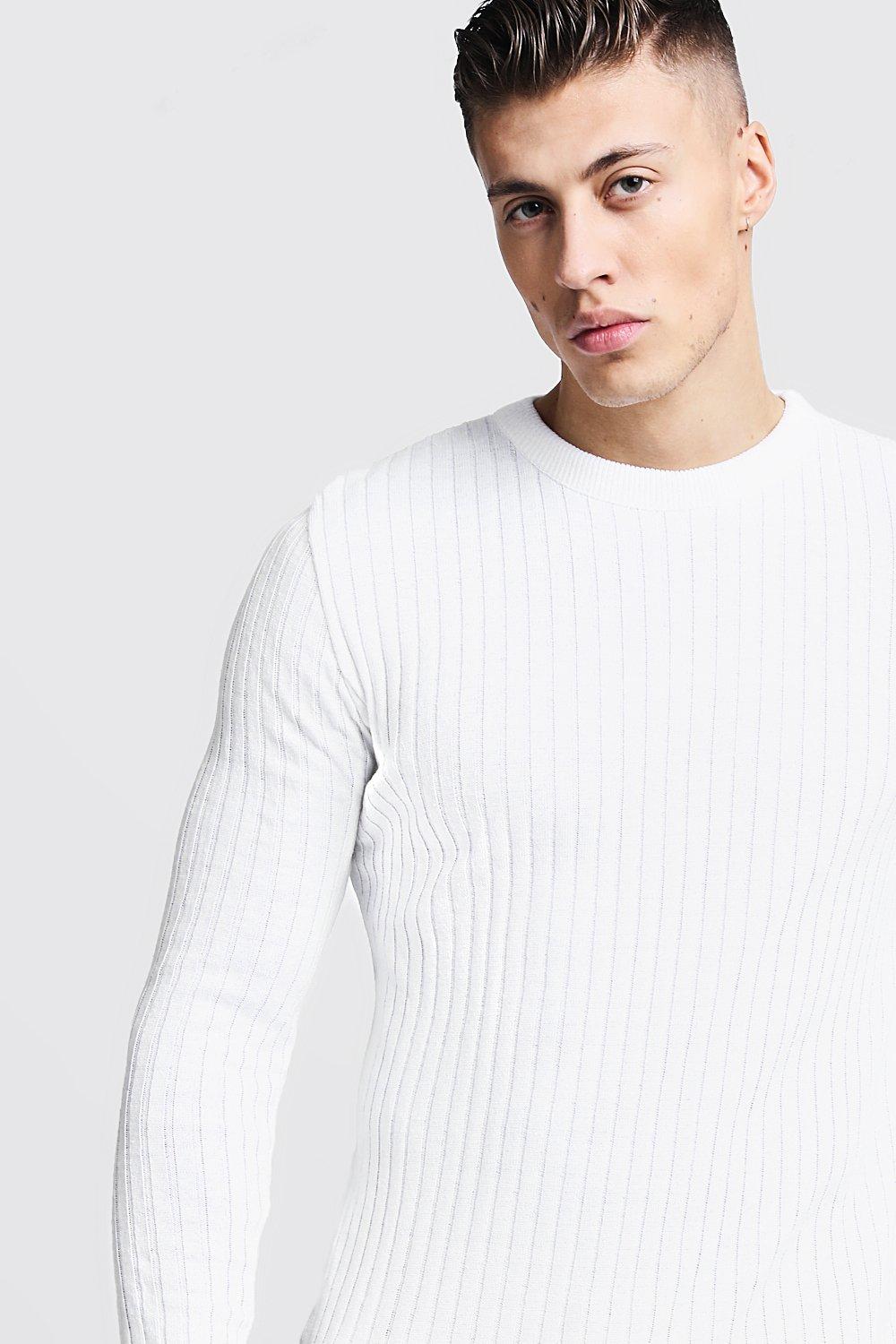 muscle fit ribbed sweater