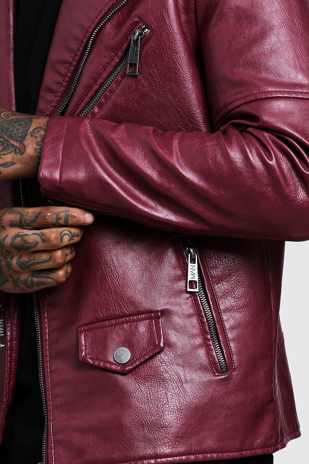 oxblood faux leather jacket