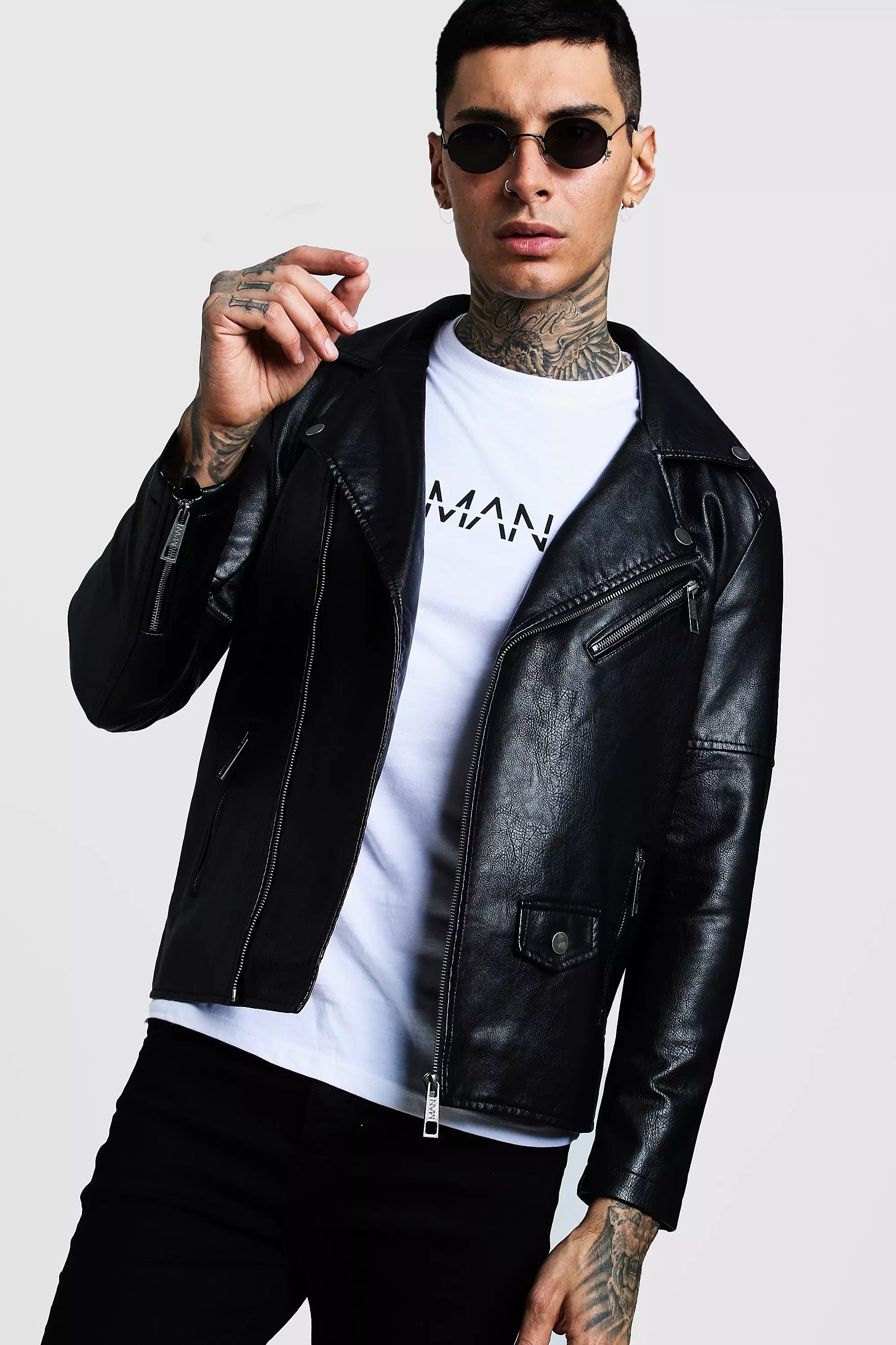 Boohooman leather outlet jacket