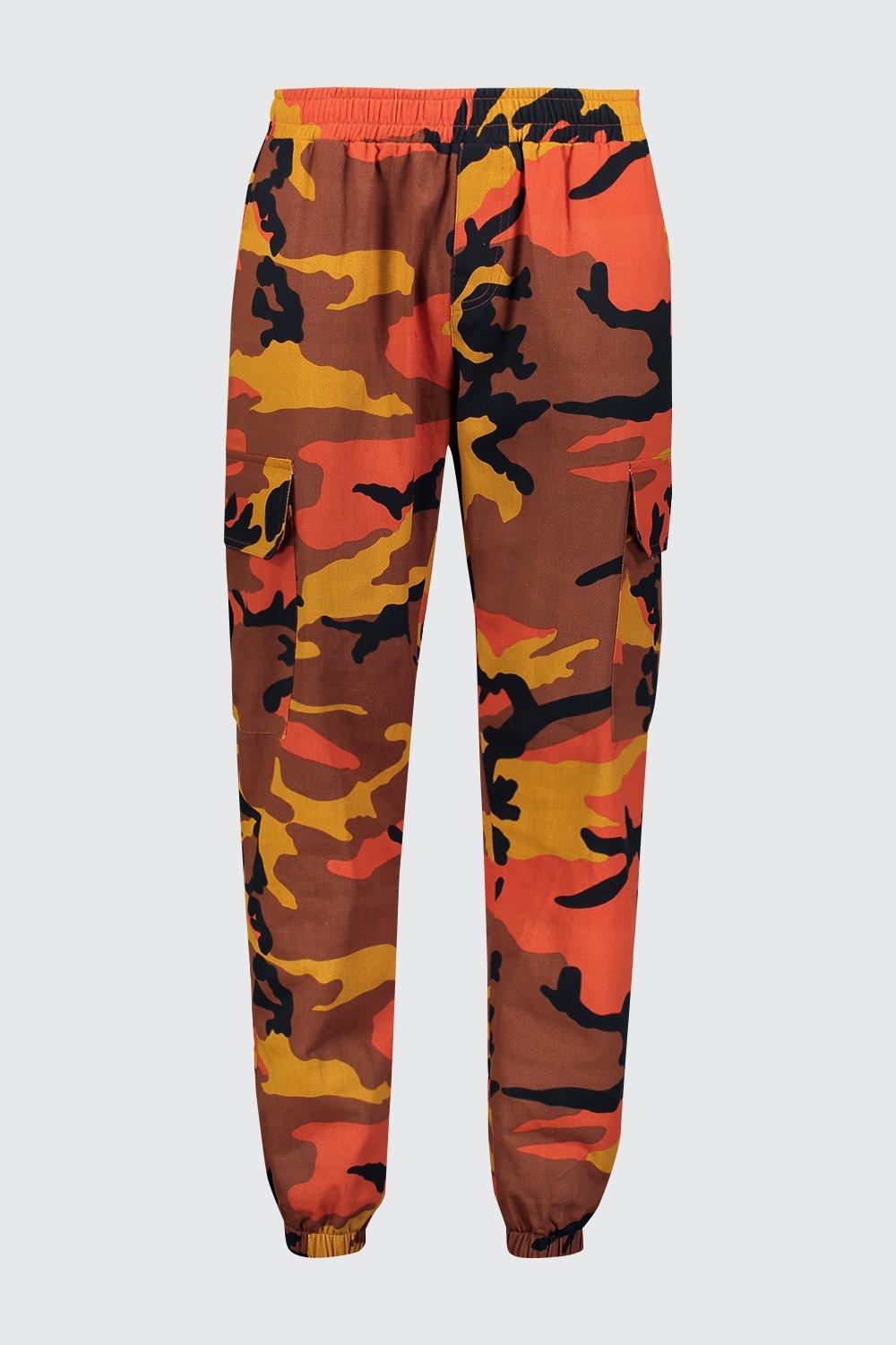 orange camo trousers men