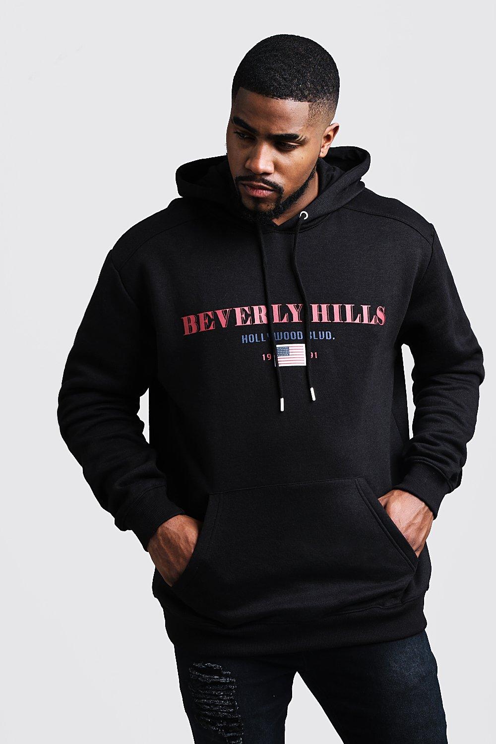 

Big And Tall Beverly Hills Print Hoodie, Black