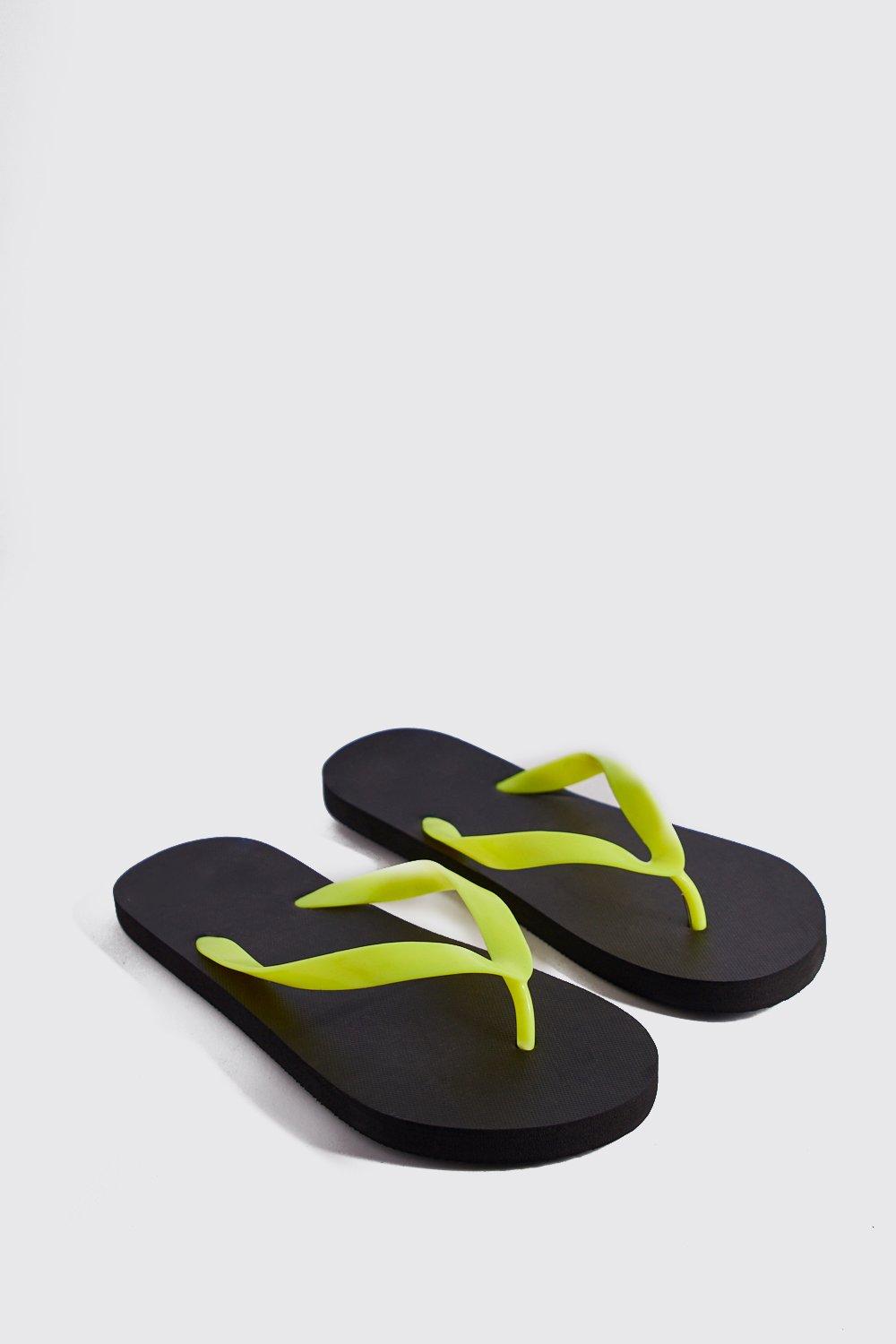 neon yellow flip flops