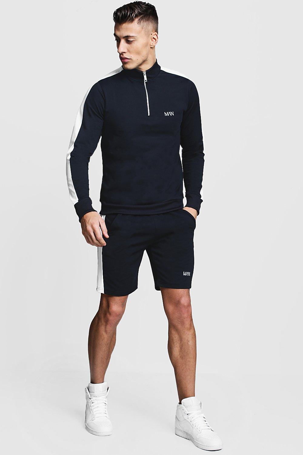 boohooman navy tracksuit