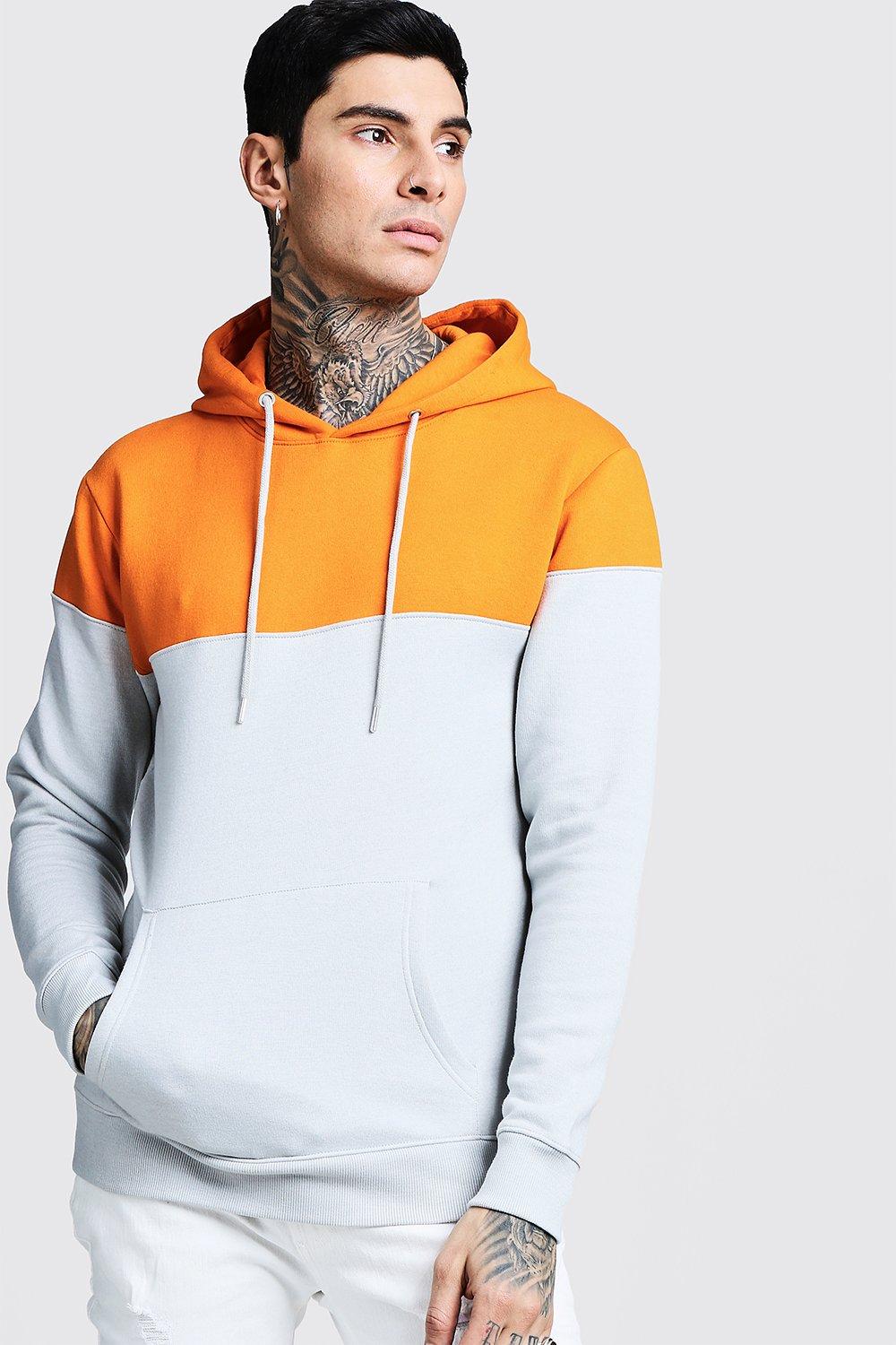 

Толстовка с капюшоном с цветными блоками из флиса, Orange