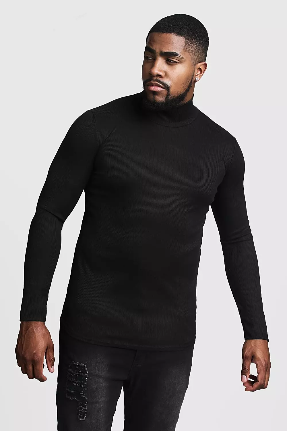 boohoo Big And Tall Sweater With Rib Insert