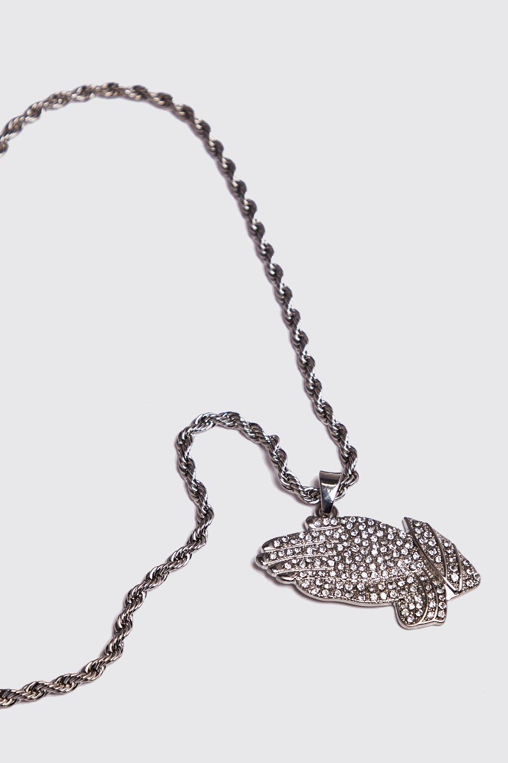 

Кулон на цепочке с жестом с камнями, Silver
