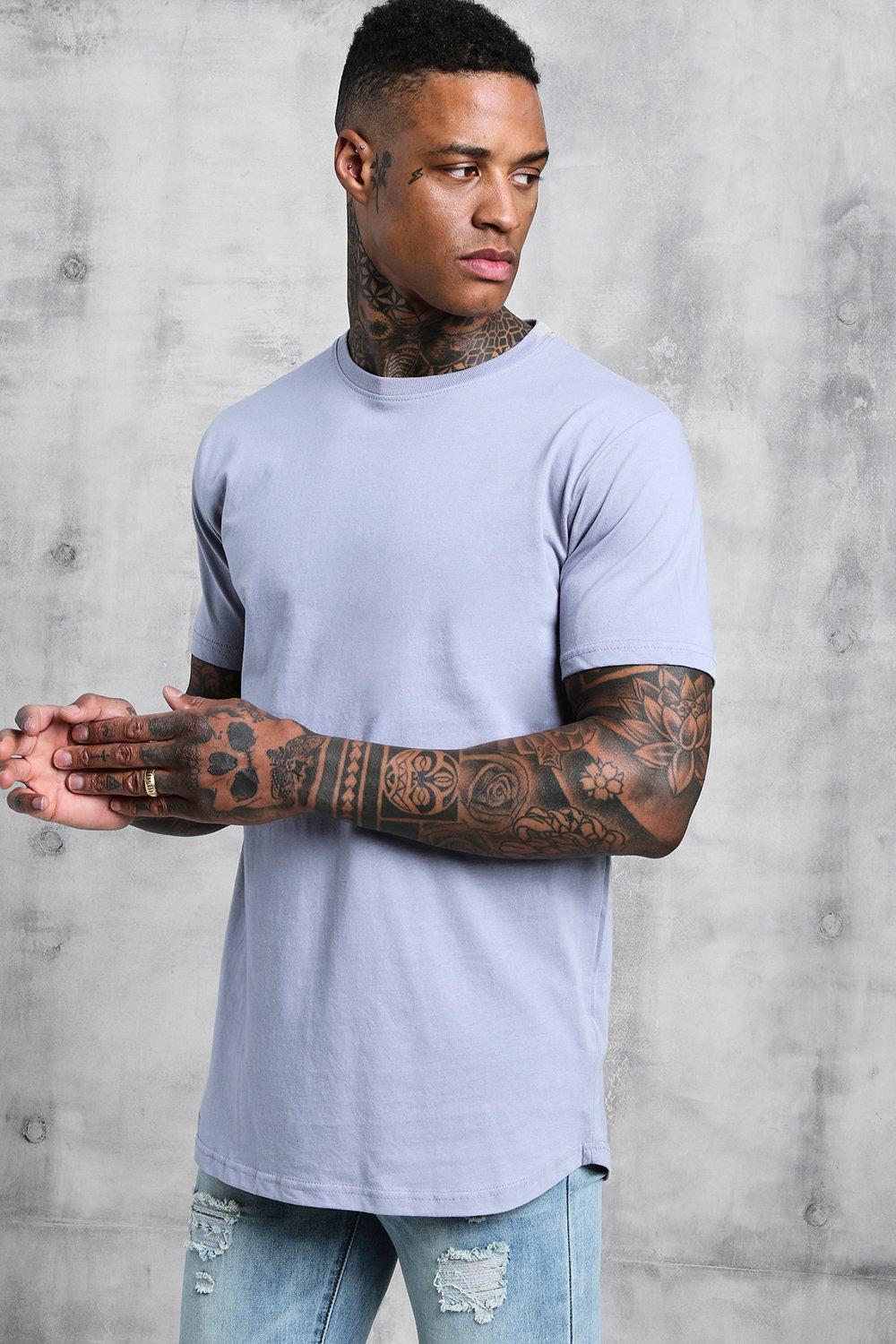 

Удлиненная футболка с короткими рукавами и закругленным низом, Light grey