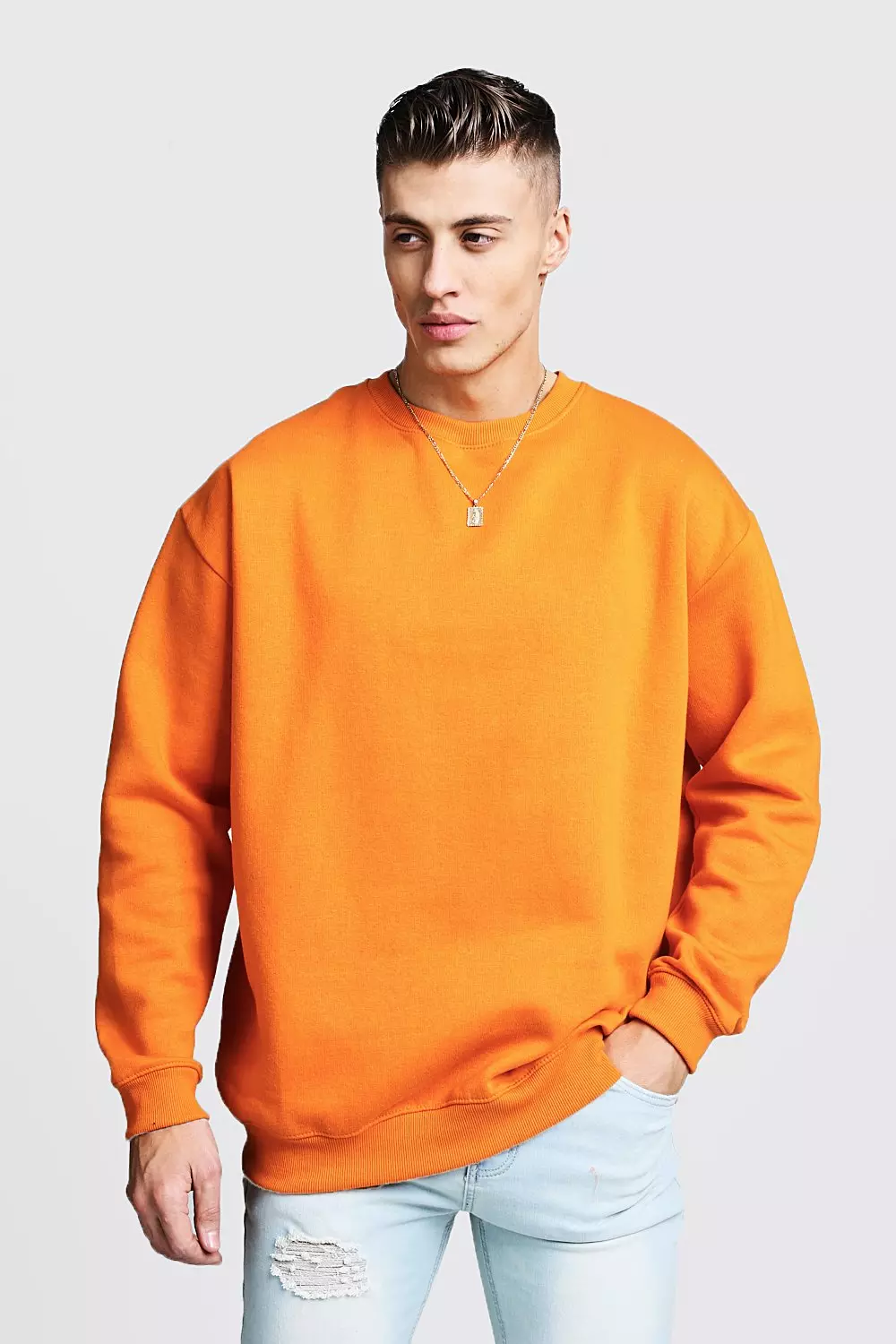 Orange oversized sweatshirt on sale