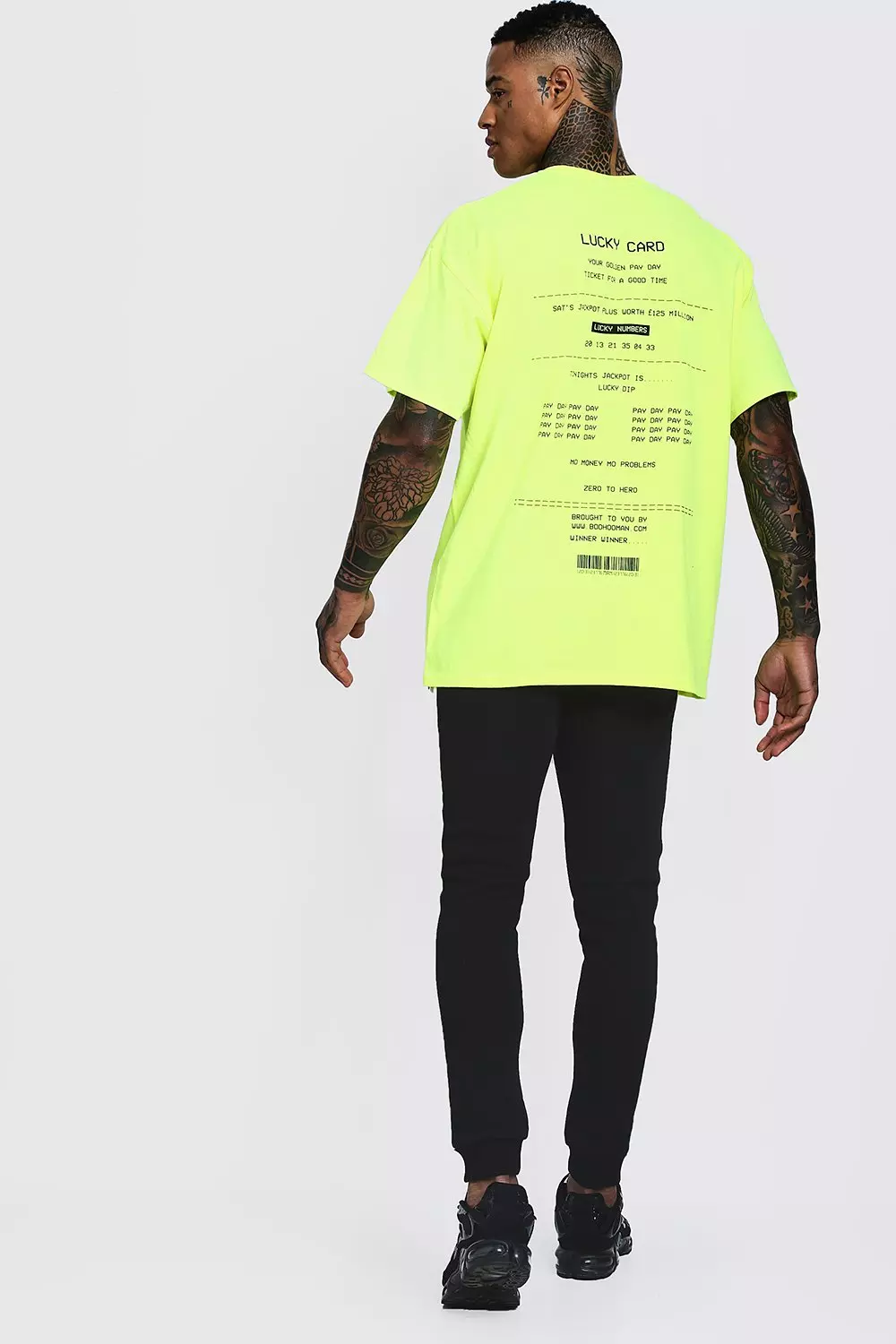 filosofisk porcelæn er nok Oversized Neon MAN Barcode Print T-Shirt | boohooMAN USA