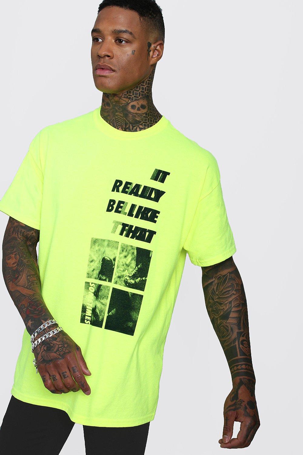 black and neon yellow shirt