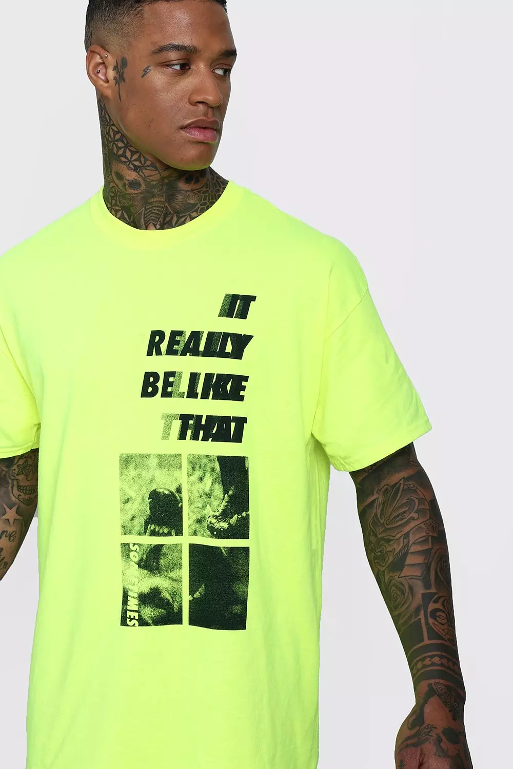 T shirt oversize fluo effet d grad boohooMAN FR