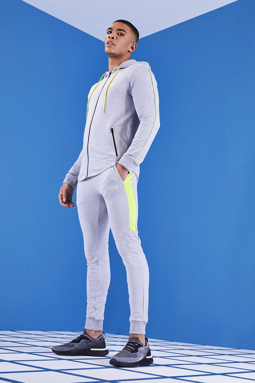 grey muscle fit tracksuit