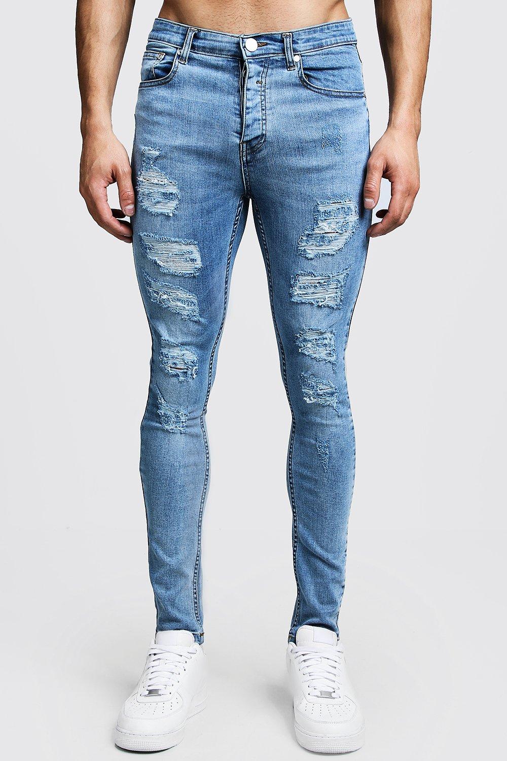 

Суперзауженные джинсы с прорезями, Washed blue