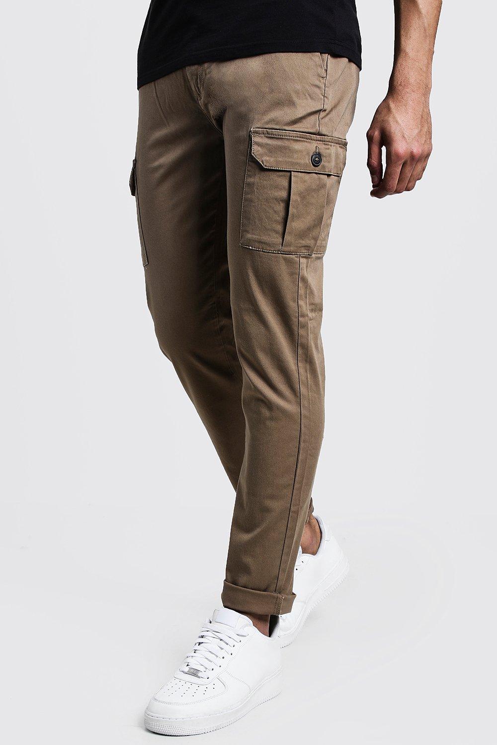 mens slim fit stretch cargo pants