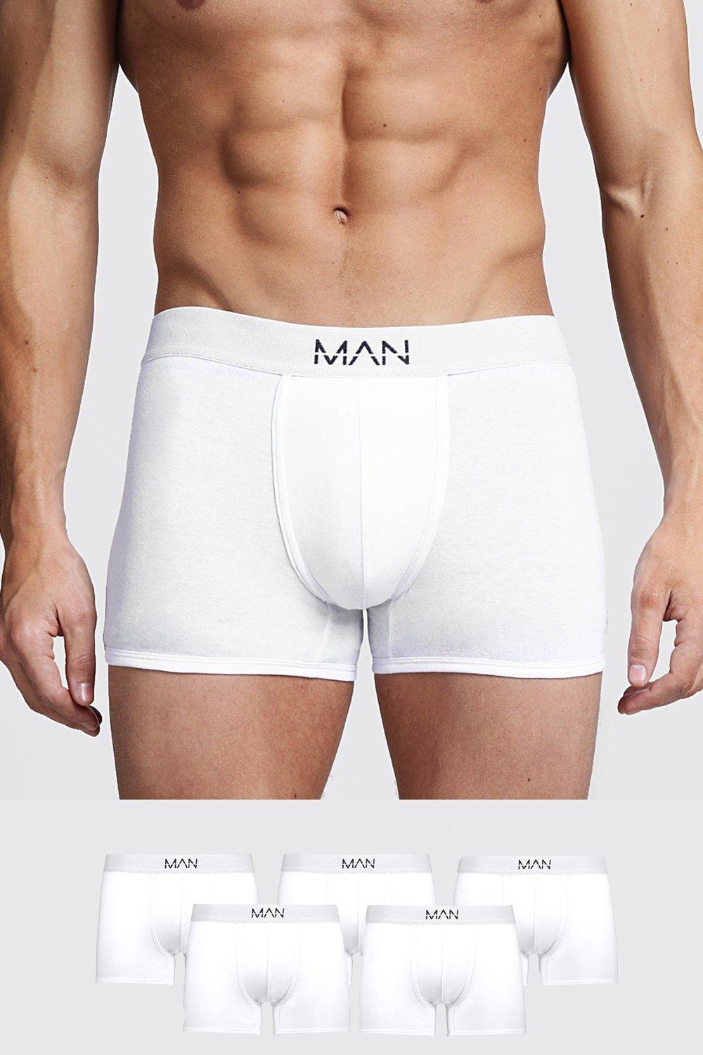 Mens White 5 Pack MAN Trunks, White