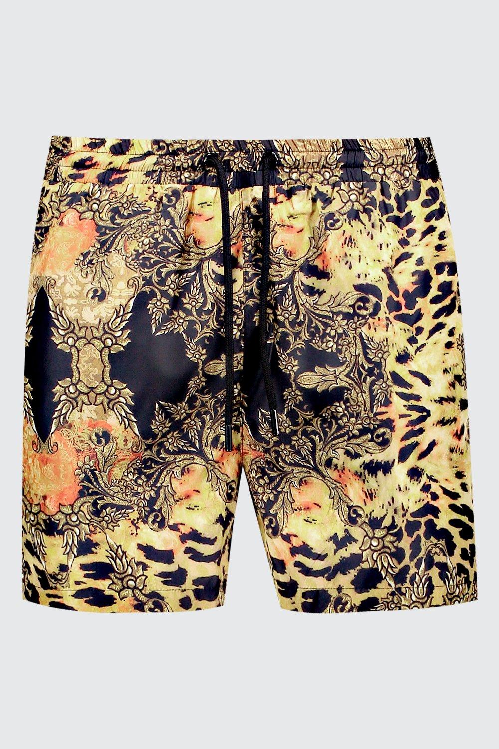 animal print swim shorts