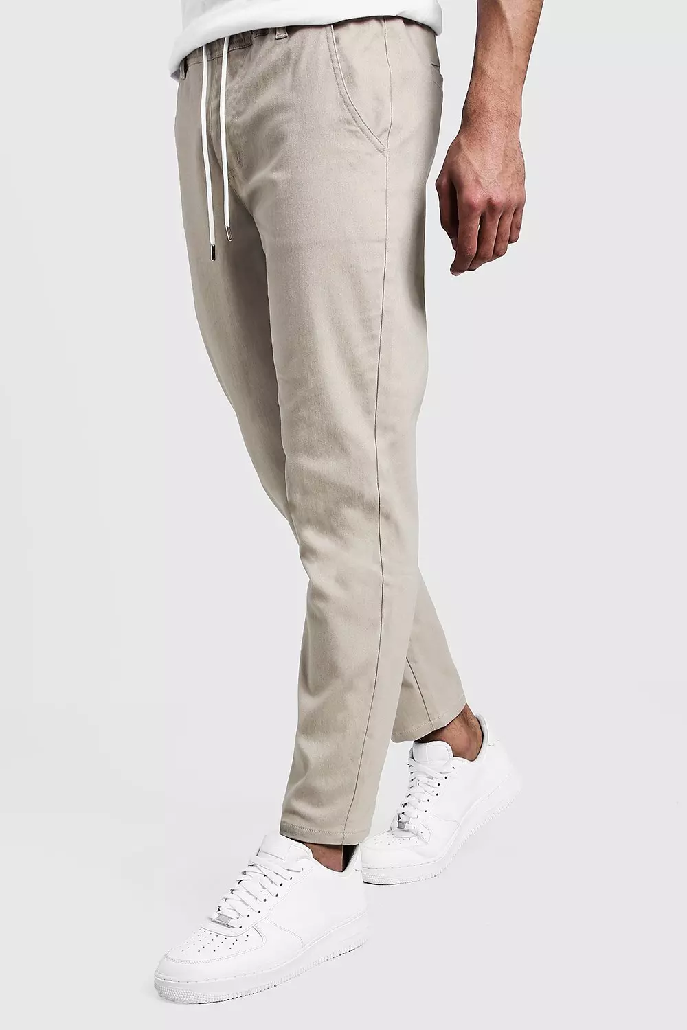 Slim Fit Chino Pants With Drawcord Waist | boohooMAN USA