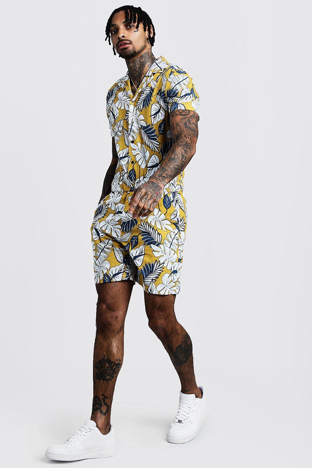 mens floral jumpsuit