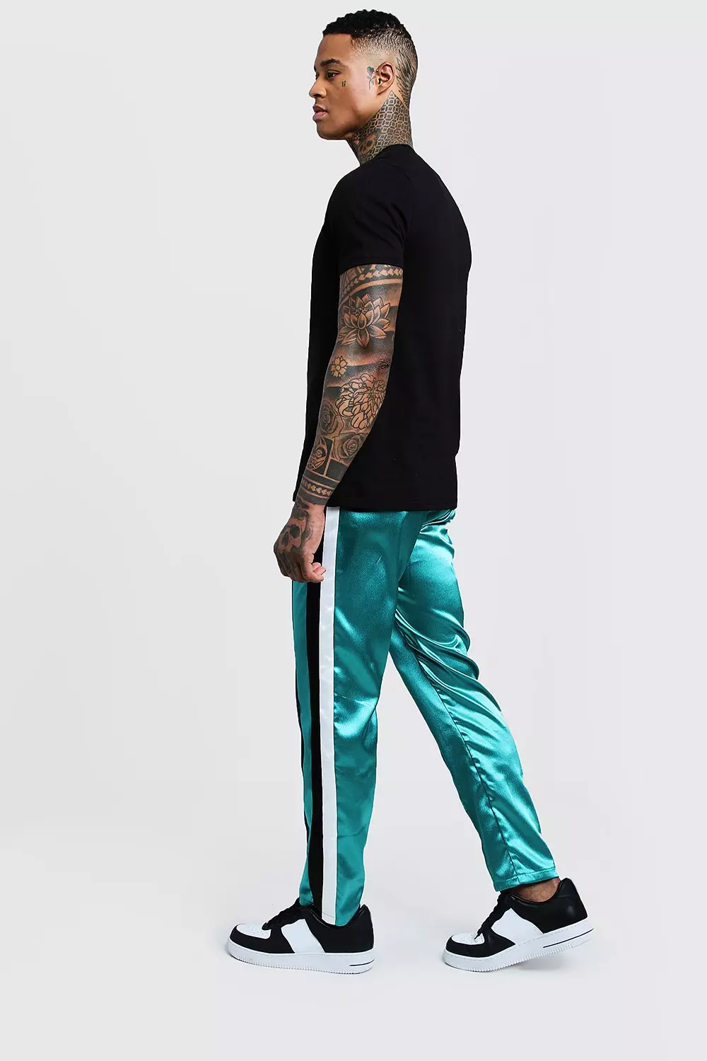 Satin side cheap stripe joggers