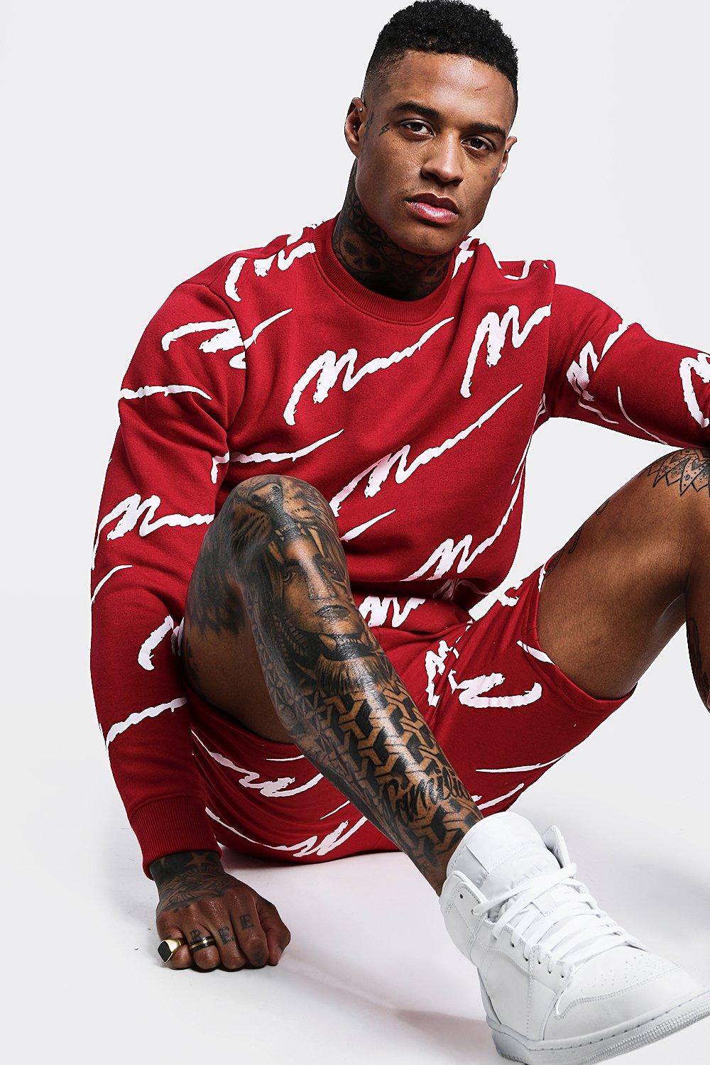 boohooman all over print tracksuit