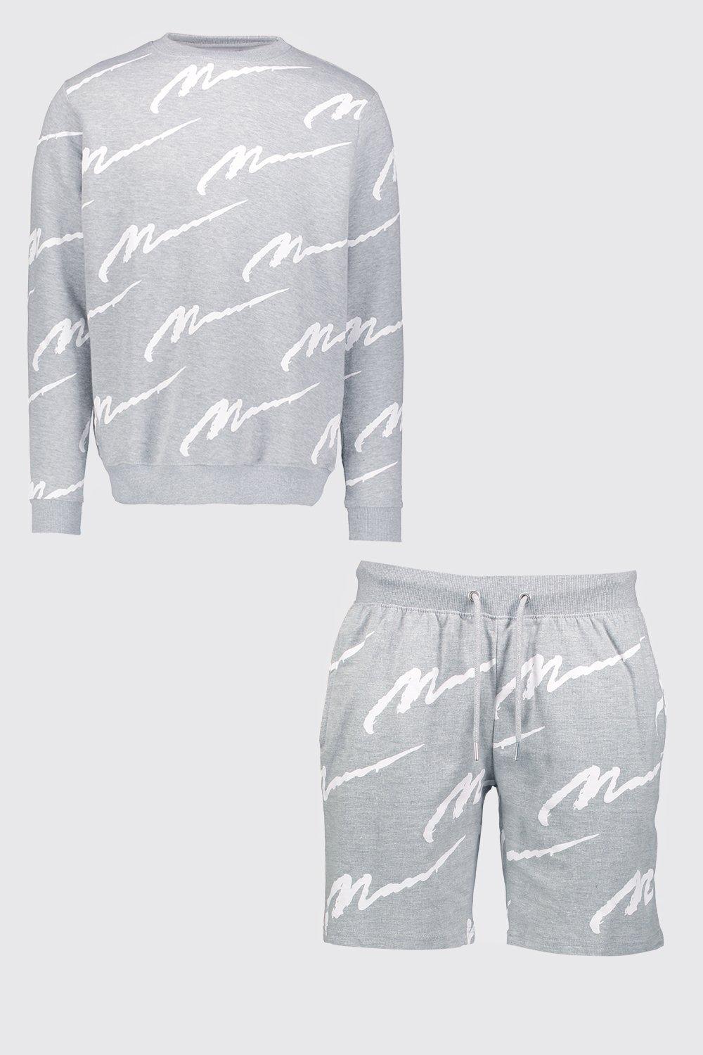 all over man print sweater short tracksuit