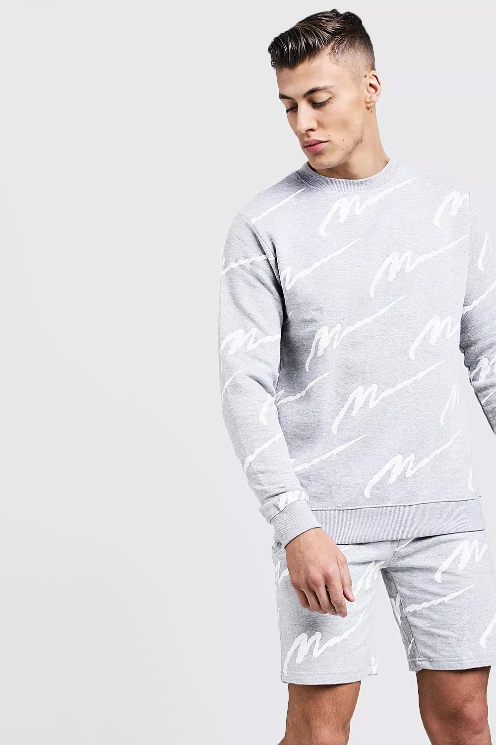 Boohooman all over man cheap printed tracksuit