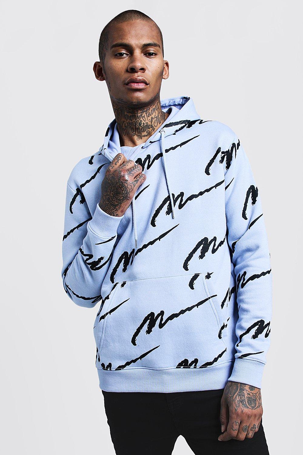 all over man printed hoodie