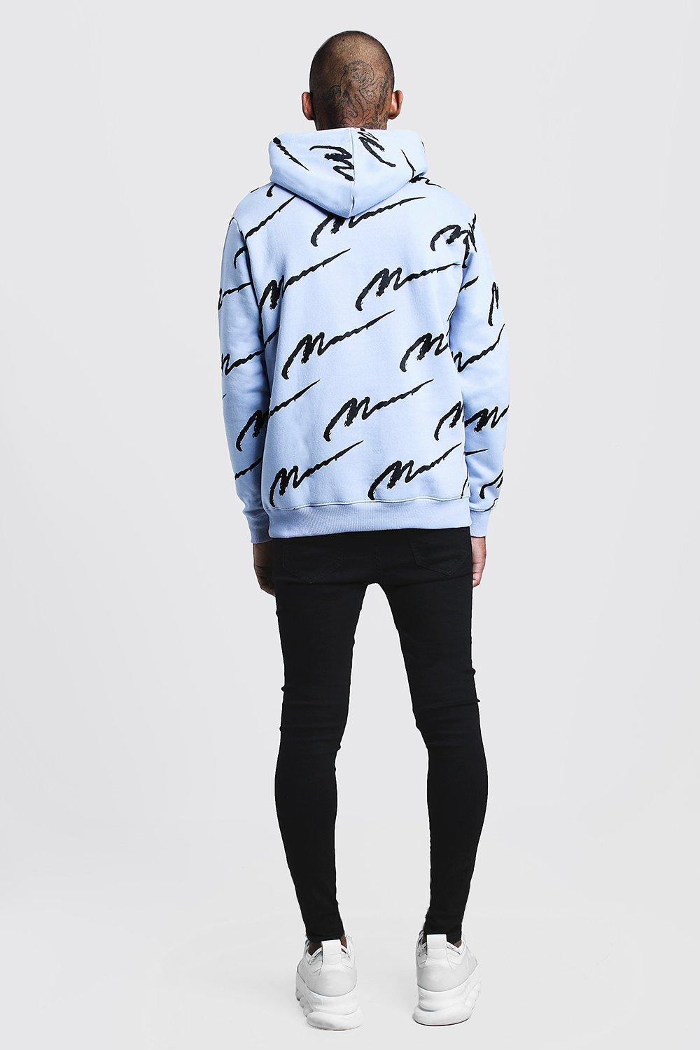 all over man printed hoodie