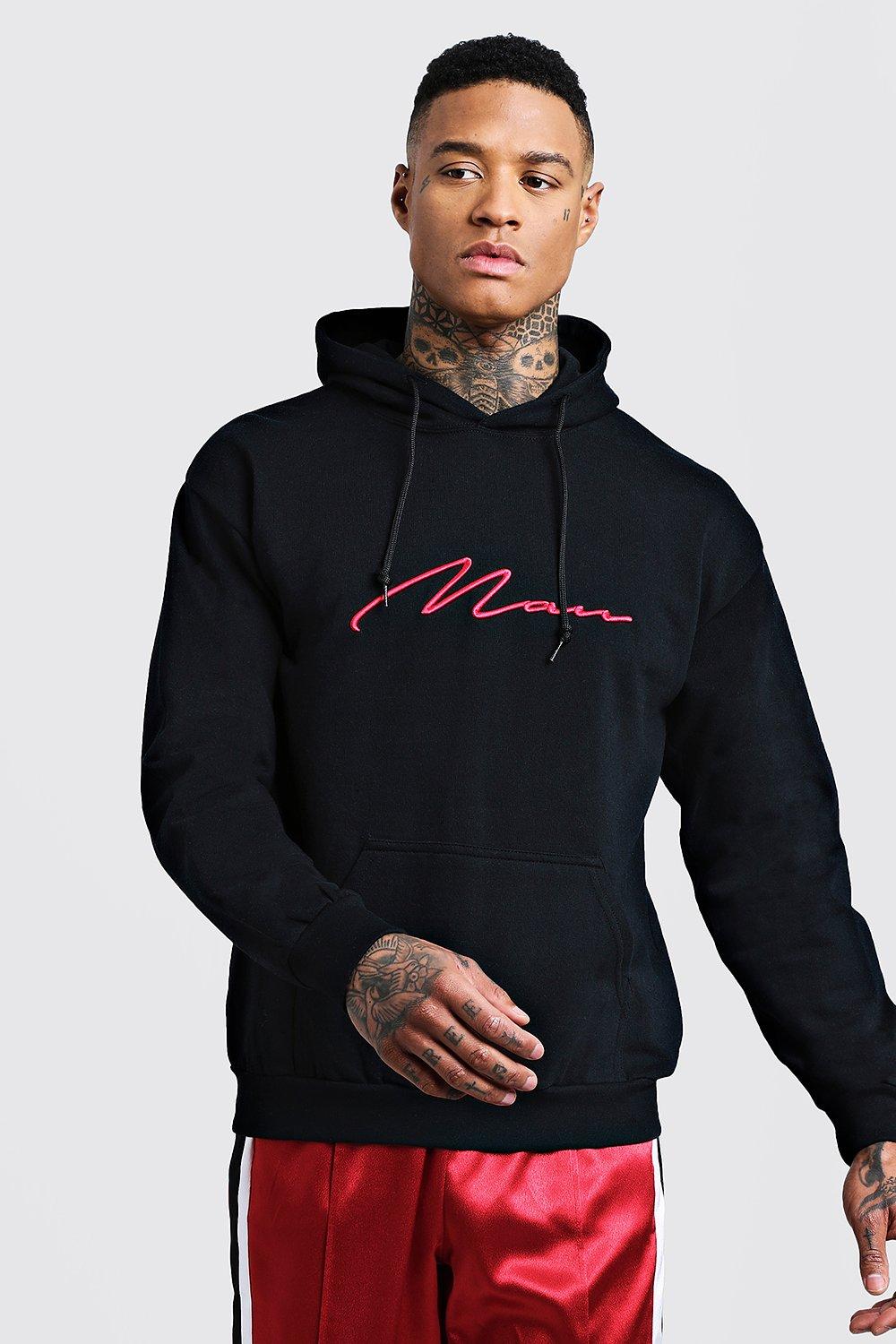 boohoo man black hoodie