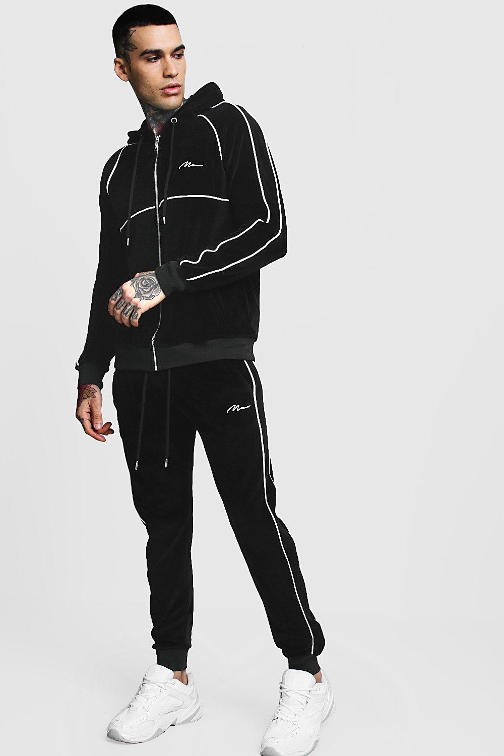 boohooman velour tracksuit