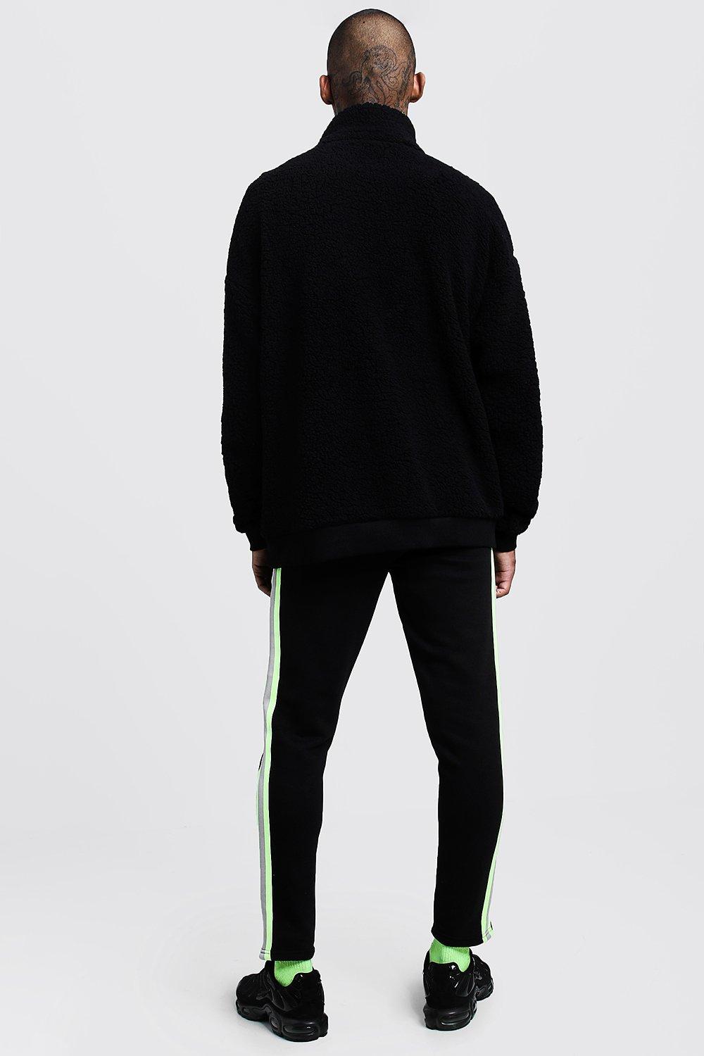 Oversized Half Zip Man Signature Borg Sweater Boohooman