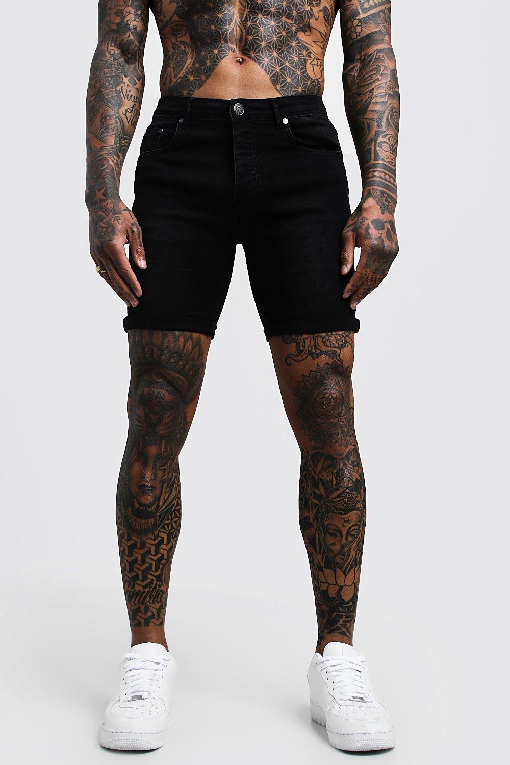 black skinny jean shorts
