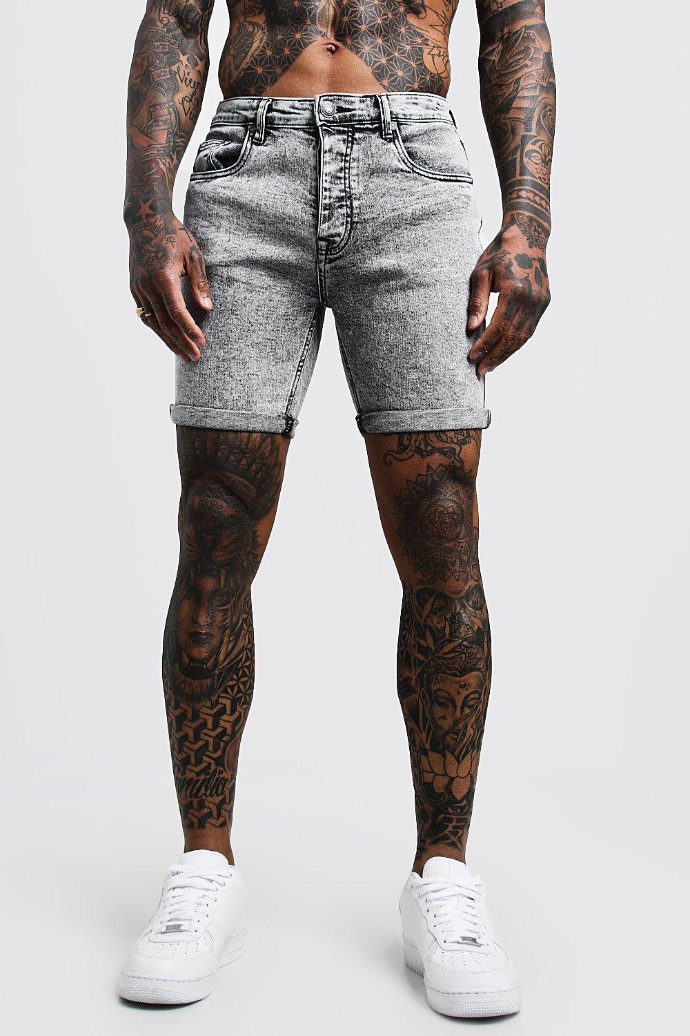 acid wash denim shorts mens