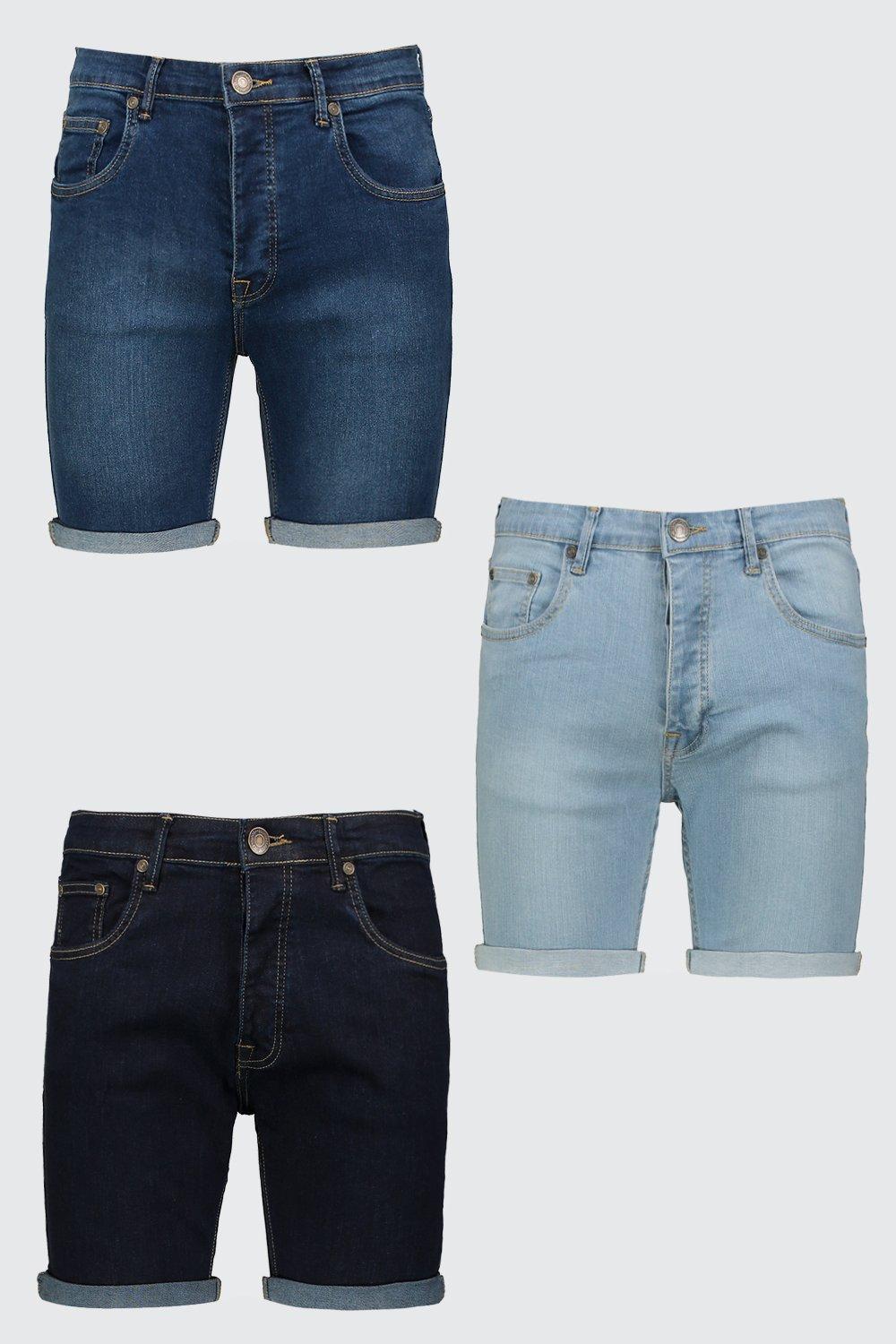

3 Pack Denim Shorts In Skinny Fit, Multi