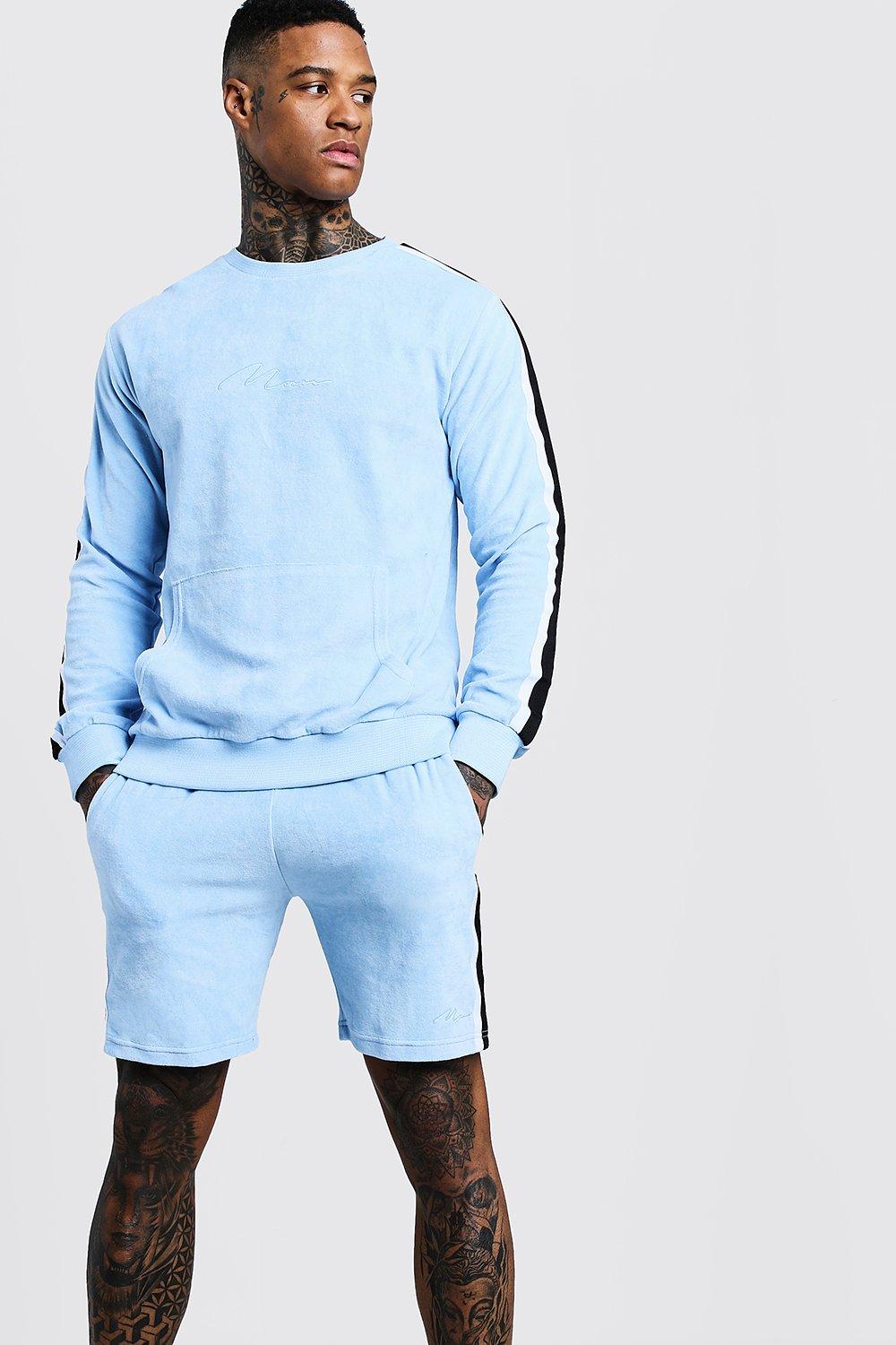 light blue velour tracksuit