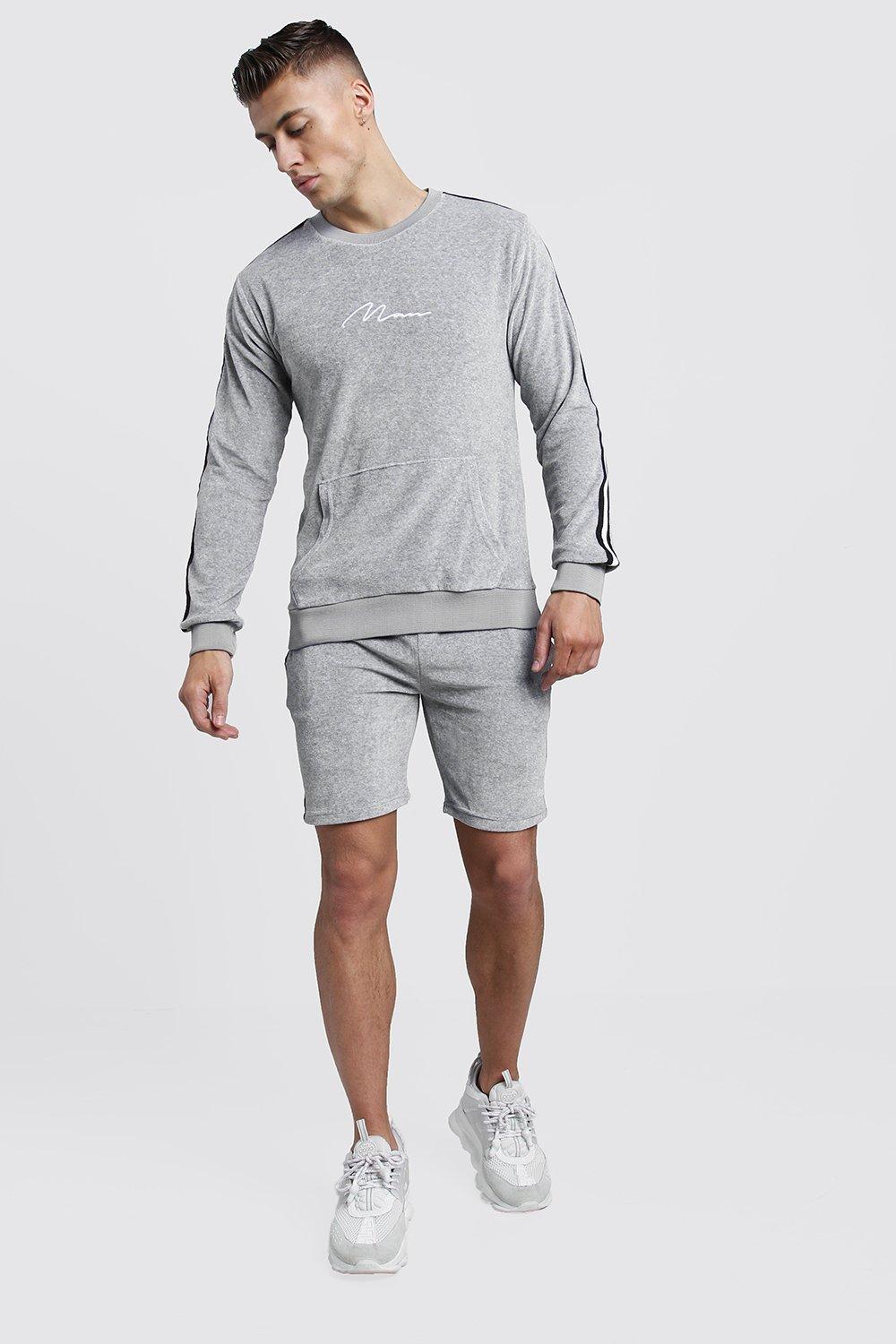 all over man print sweater short tracksuit