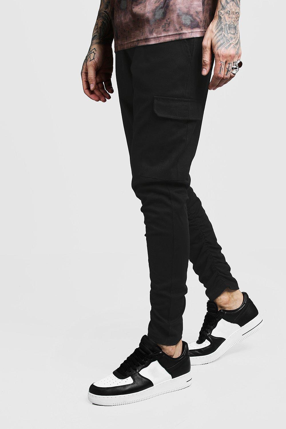 Skinny Fit Twill Pants With Cargo 